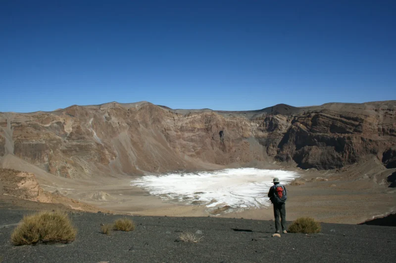 View of the summit of Emi Koussi, the highest point in the Sahara, in the Tibesti Massif.